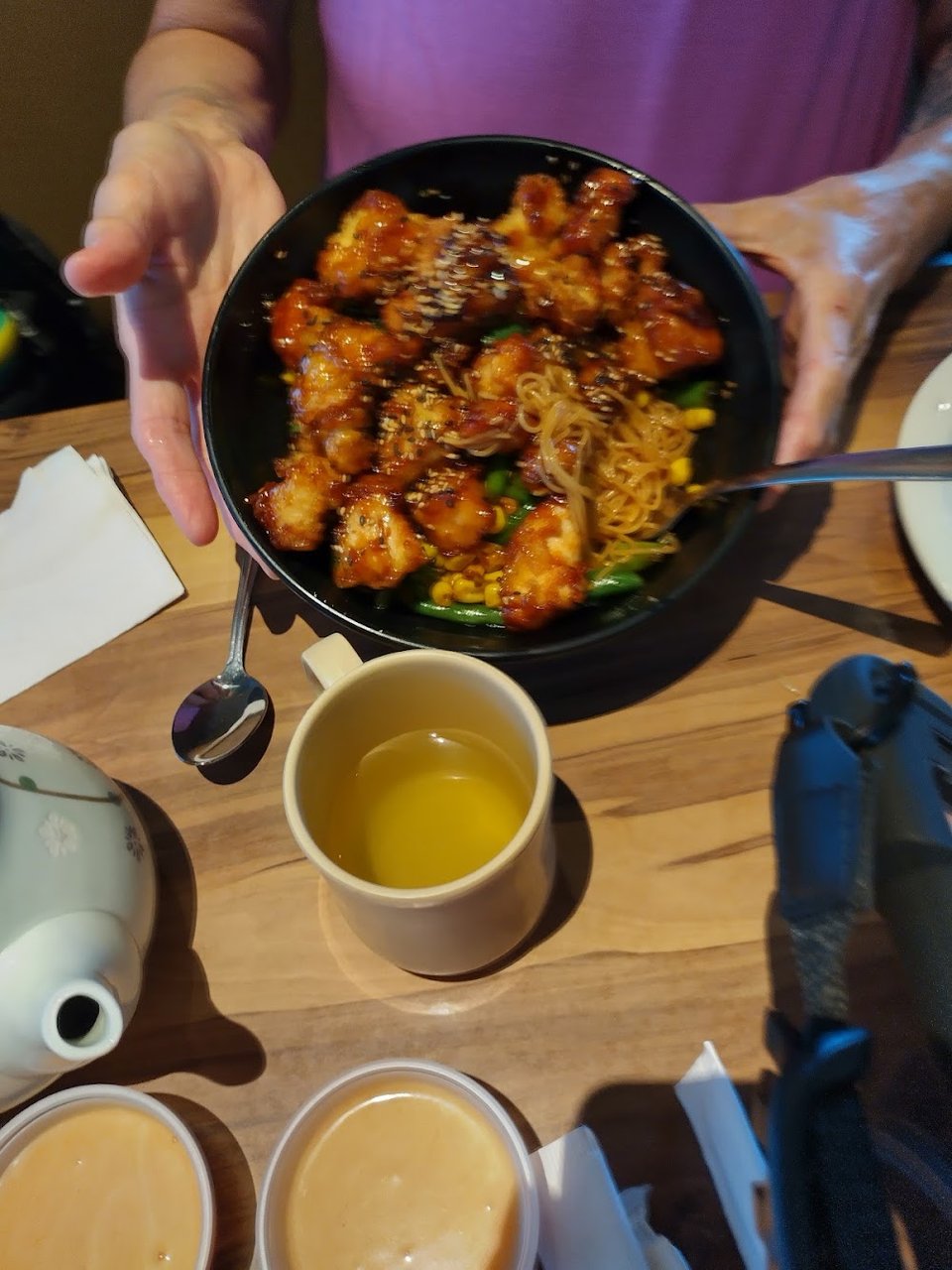 Sesame Chicken Bowl on Noodles
